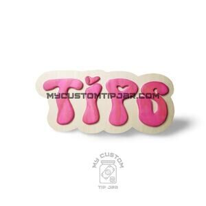 Handmade pink Tip Jar wooden handcut Bartender MUA nail tech street performer